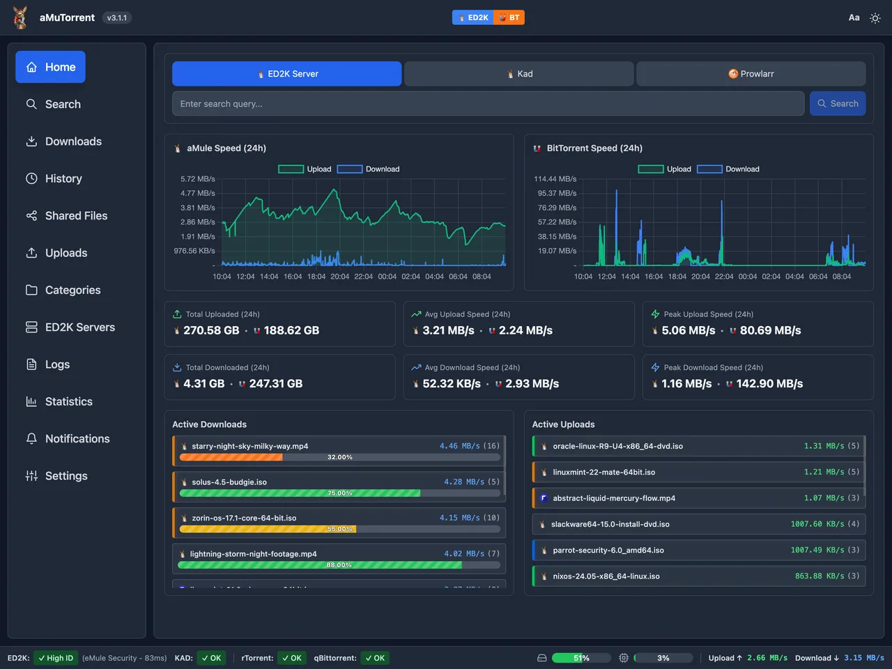 aMuTorrent self-hosted web interface - Unified download manager for aMule and rTorrent