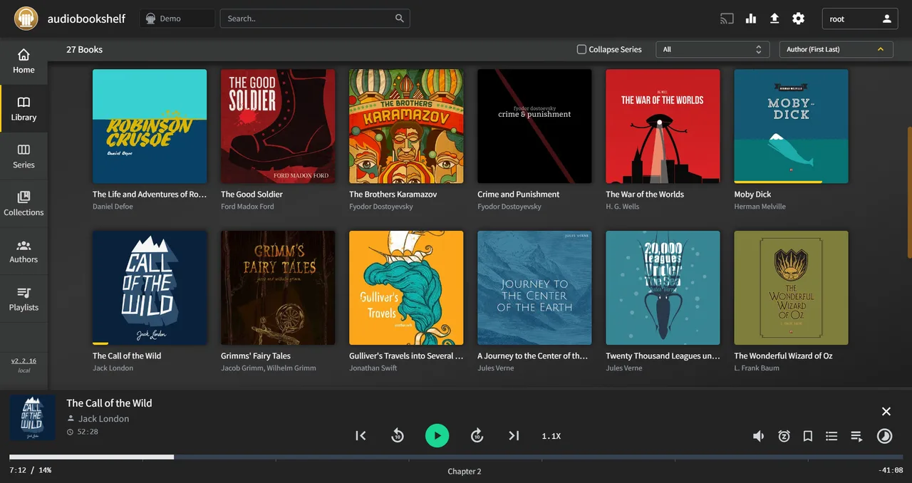 Audiobookshelf self-hosted web interface screenshot