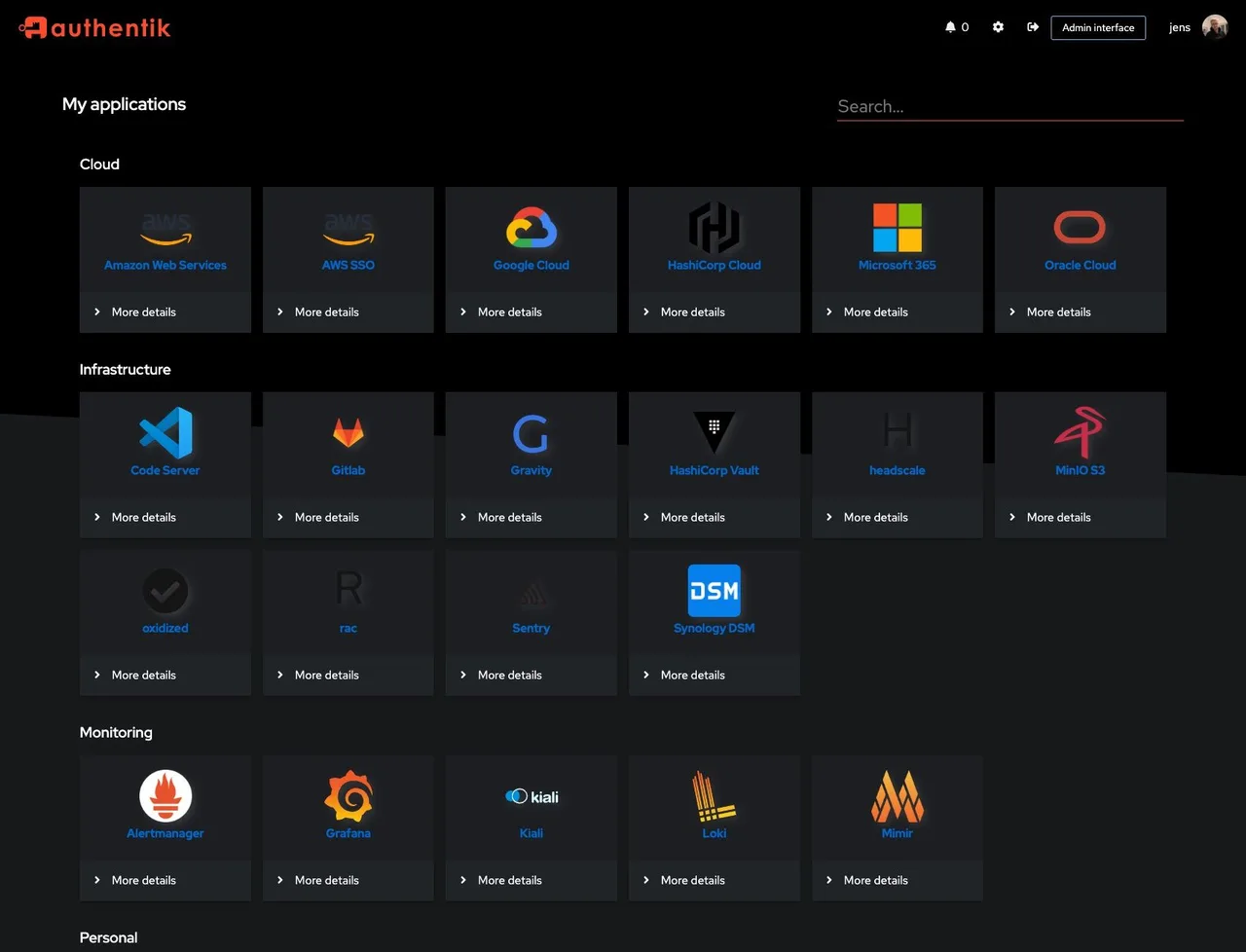 Authentik self-hosted web interface screenshot