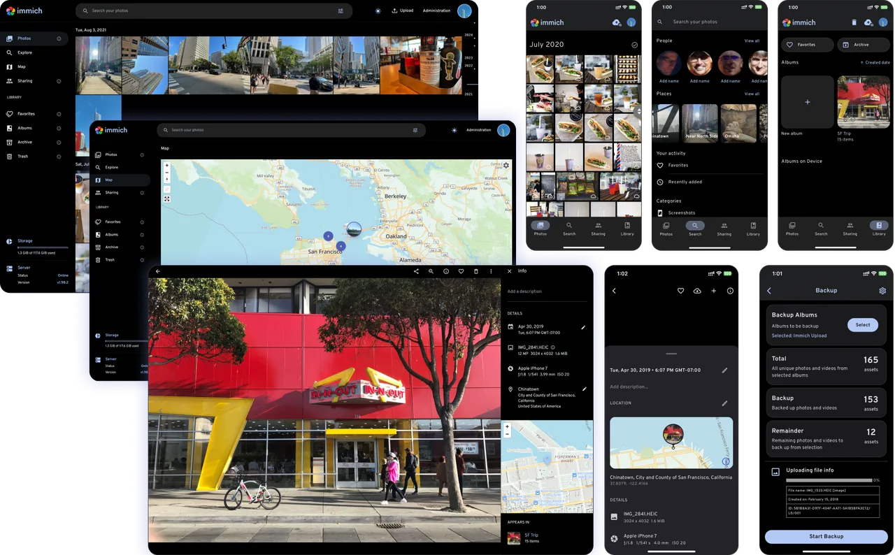 Immich self-hosted web interface screenshot