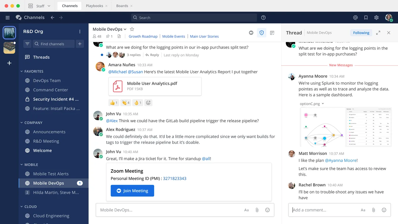 Mattermost self-hosted web interface screenshot