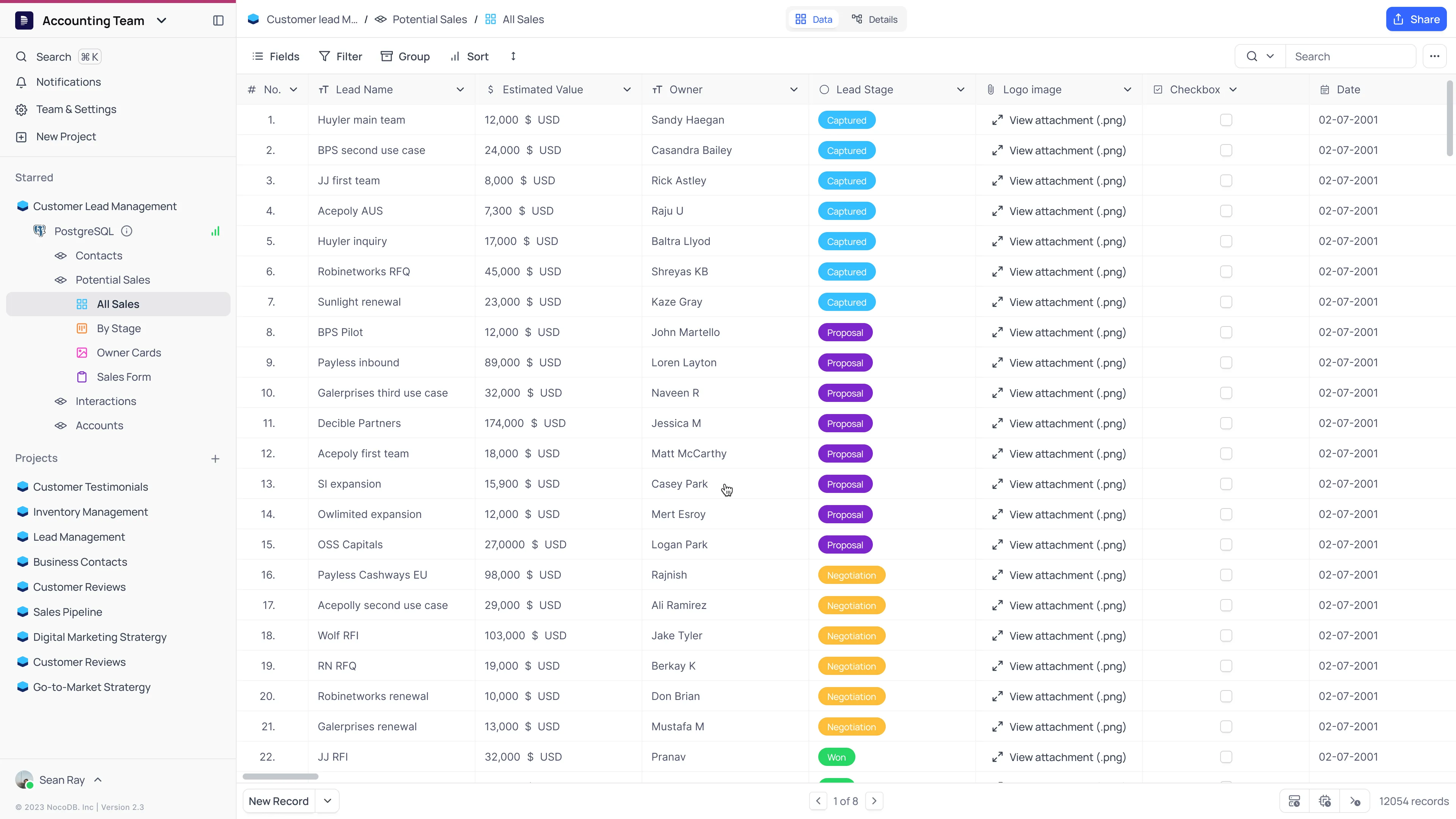NocoDB self-hosted web interface screenshot