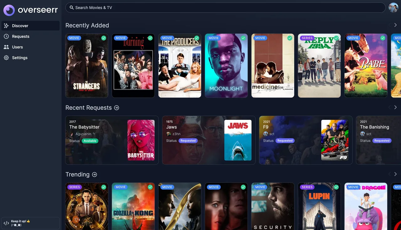 Overseerr self-hosted web interface - Request management for your media server
