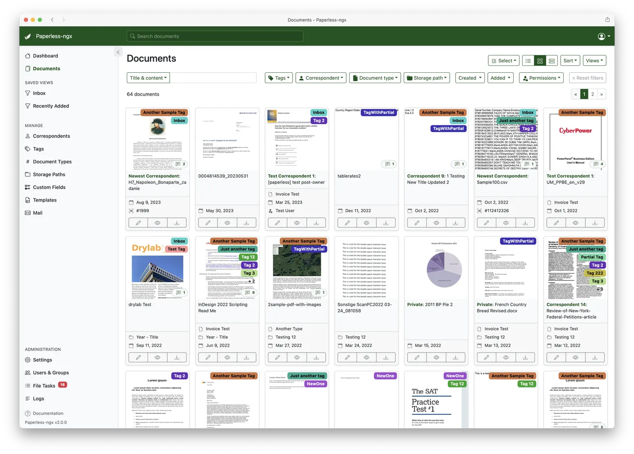 Paperless-ngx self-hosted web interface - Scan, index, and archive your physical documents