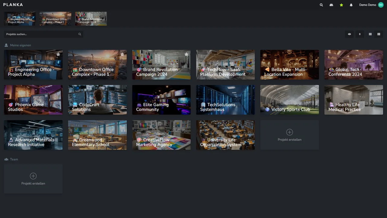 Planka self-hosted web interface screenshot