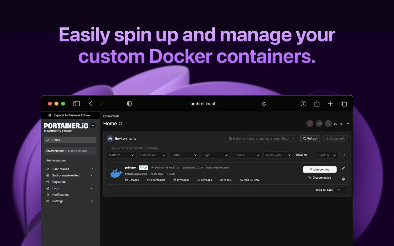 Portainer self-hosted web interface - Container management made easy