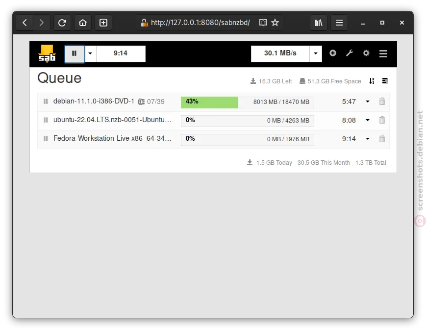 SABnzbd self-hosted web interface - Automated Usenet download tool