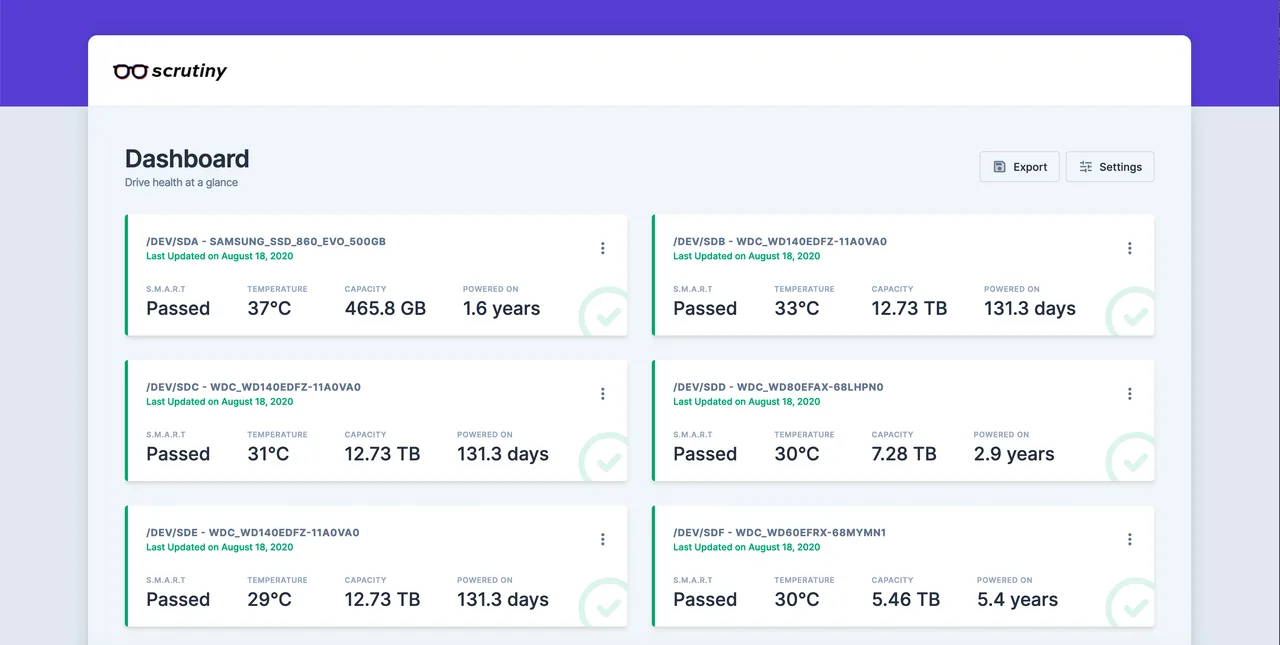 Scrutiny self-hosted web interface - Hard drive S.M.A.R.T monitoring with web UI