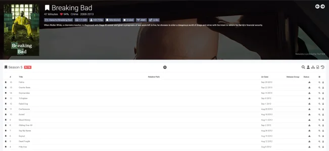 Sonarr self-hosted web interface - Automatic TV show download manager