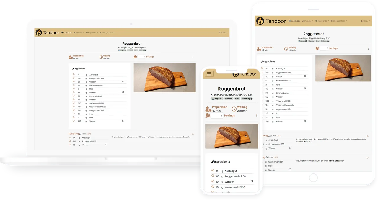 Tandoor Recipes self-hosted web interface screenshot